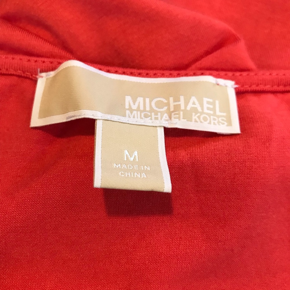Michael Kors Orange Chiffon Ruffle T-shirt Blouse Medium M - Picture 7 of 10